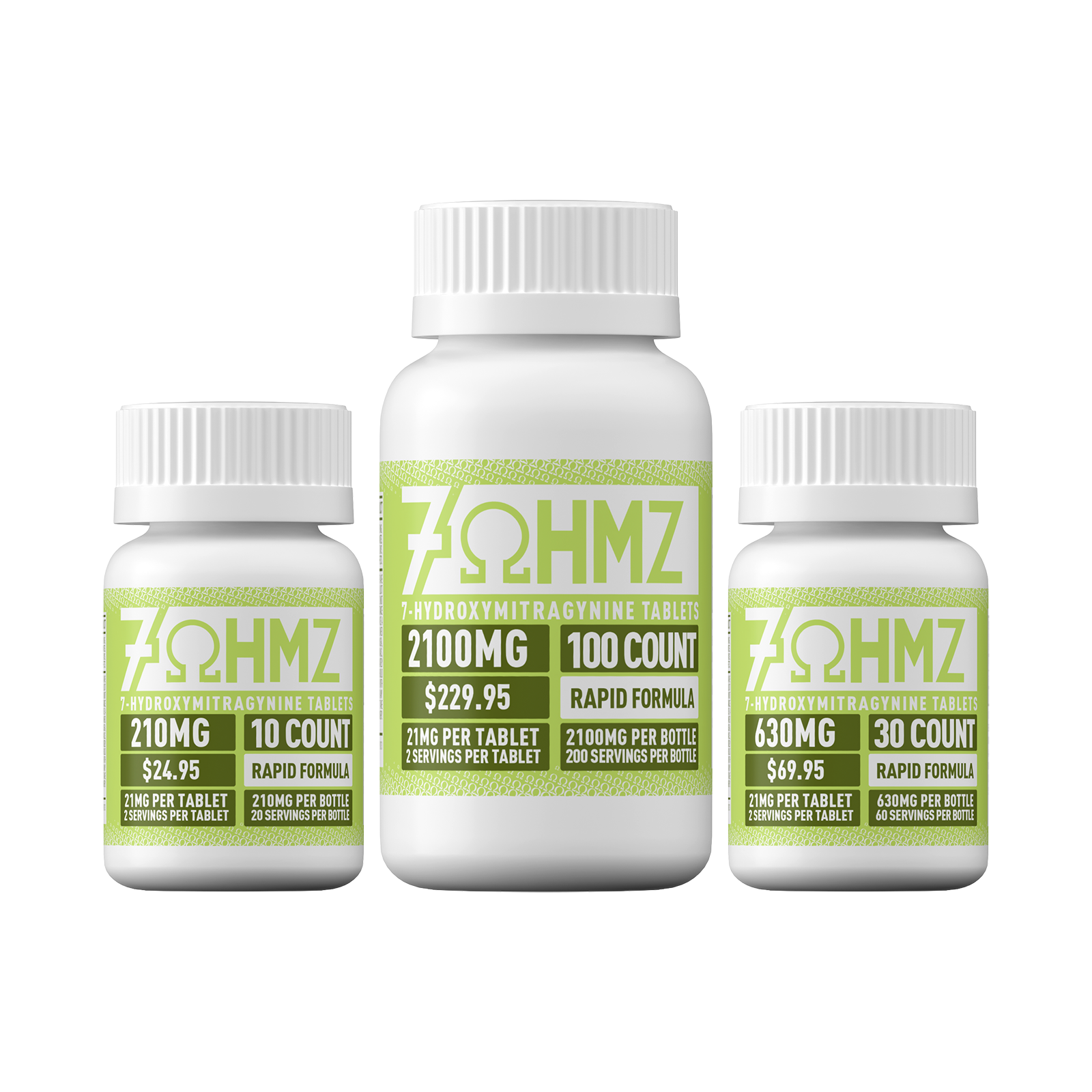 7OHMZ 21mg Rapid Formula Tablets (10ct / 30ct / 100ct Bottle)