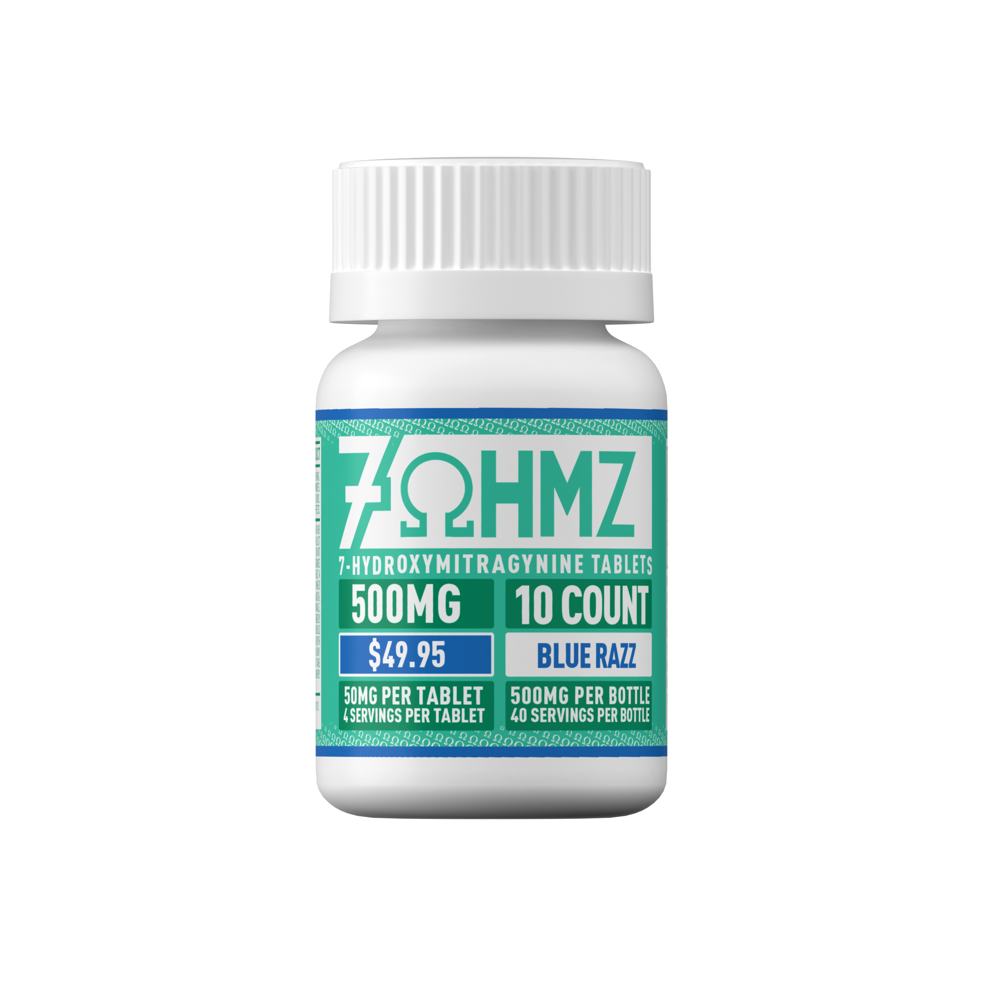 7OHMZ 50mg Tablets - Blue Razz, Cherry, Strawberry, Original (10ct / 30ct / 100ct Bottle)