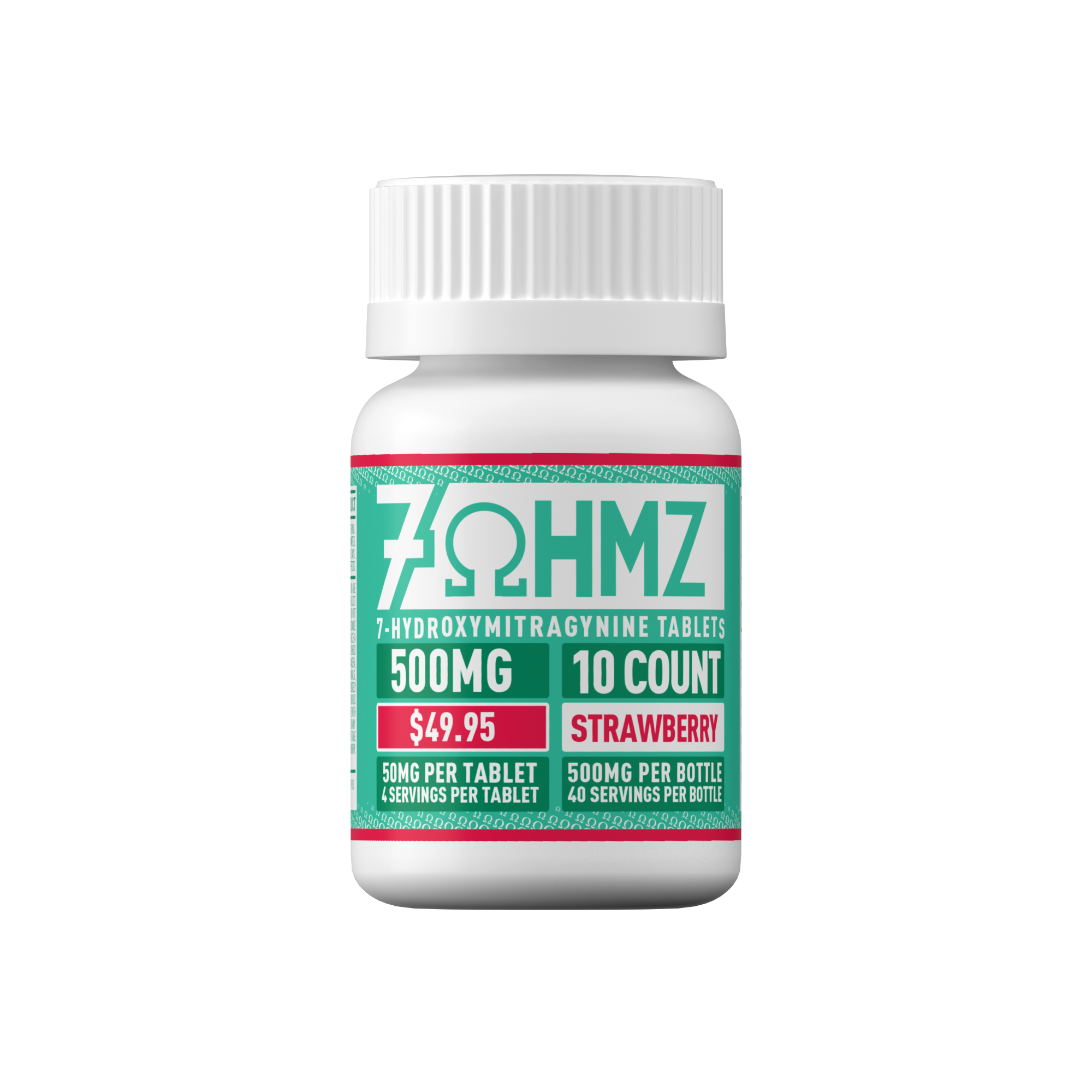 7OHMZ 50mg Tablets - Blue Razz, Cherry, Strawberry, Original (10ct / 30ct / 100ct Bottle)