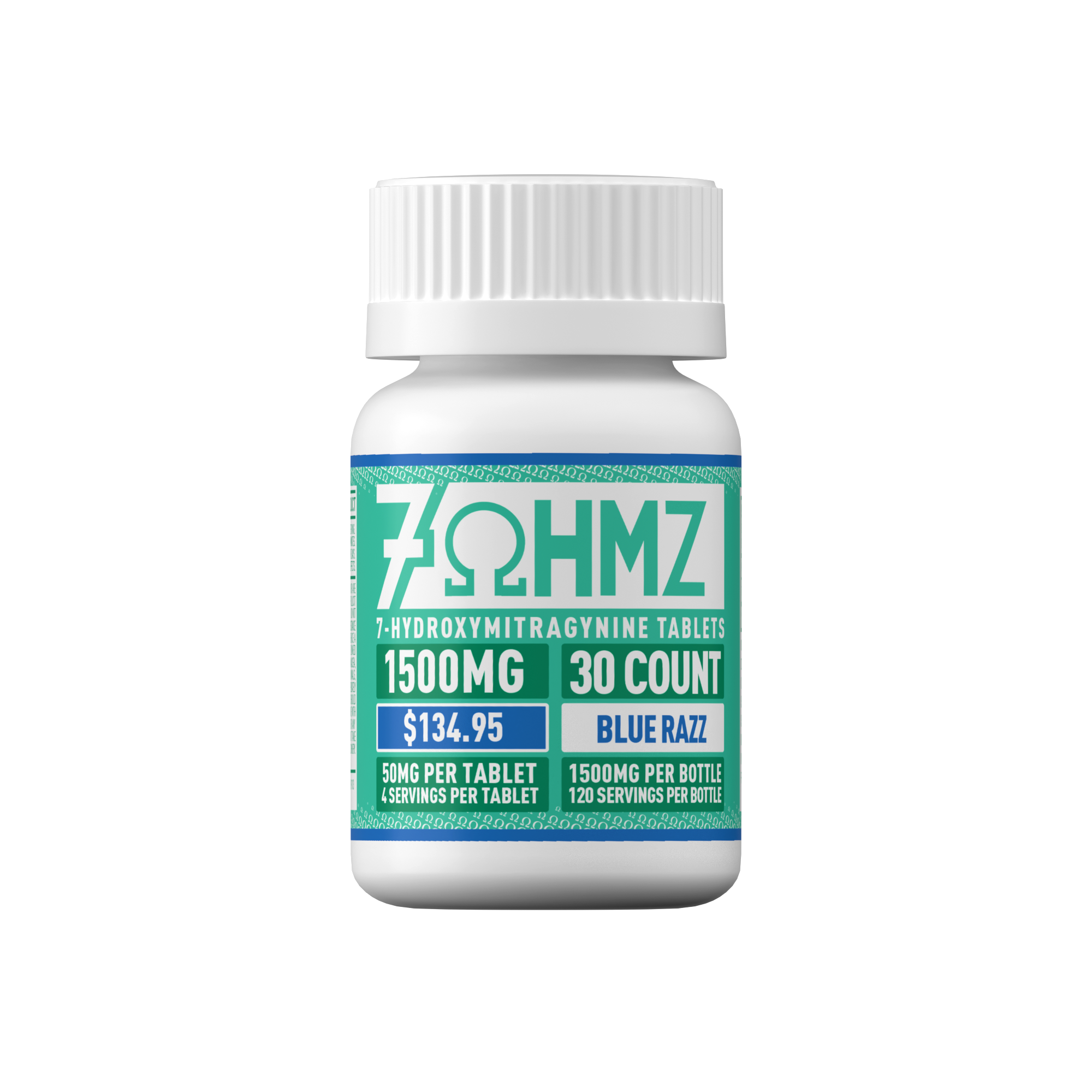 7OHMZ 50mg Tablets - Blue Razz, Cherry, Strawberry, Original (10ct / 30ct / 100ct Bottle)