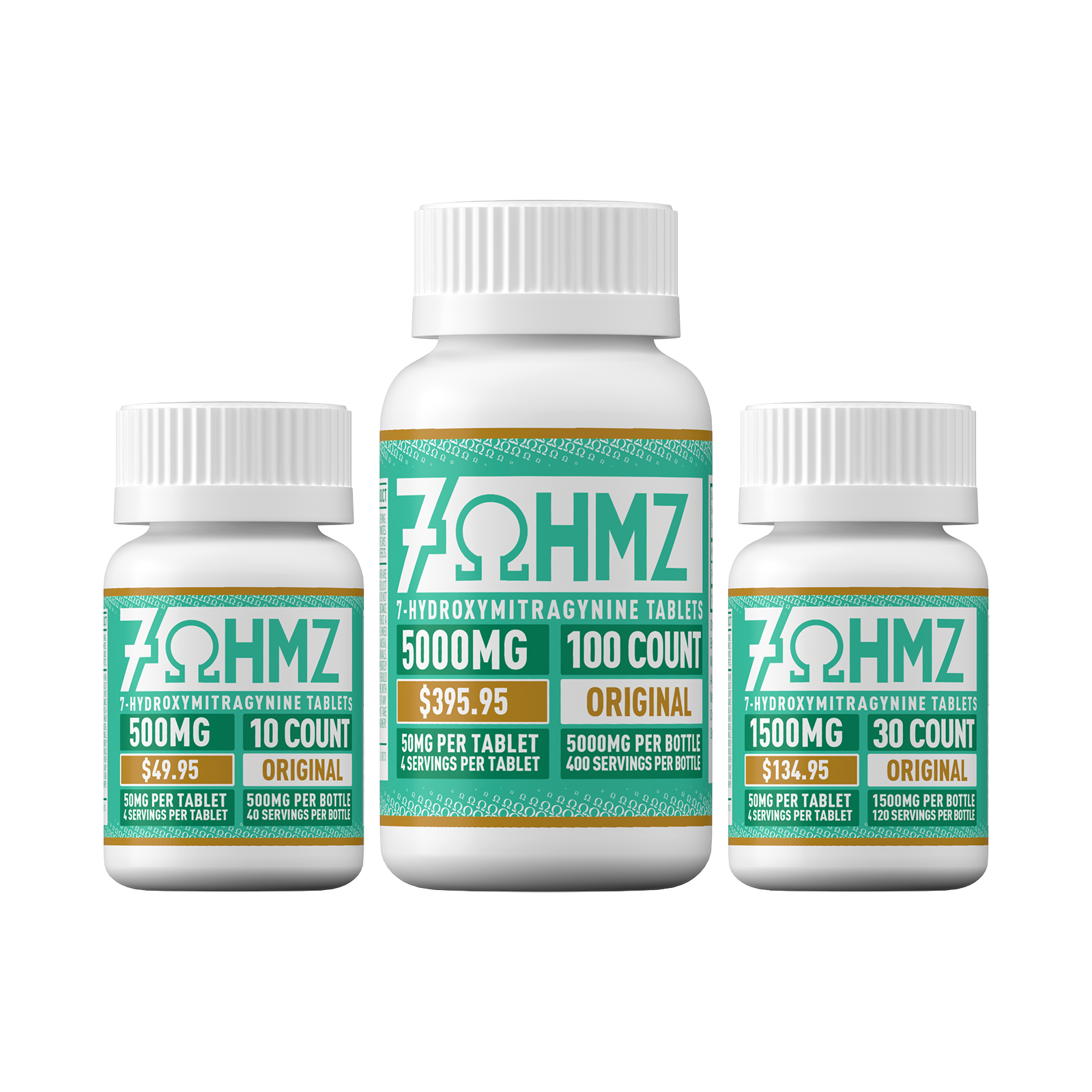 7OHMZ 50mg Tablets - Blue Razz, Cherry, Strawberry, Original (10ct / 30ct / 100ct Bottle)