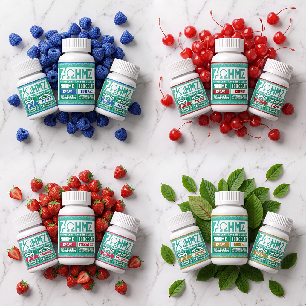 7OHMZ 50mg Tablets - Blue Razz, Cherry, Strawberry, Original (10ct / 30ct / 100ct Bottle)
