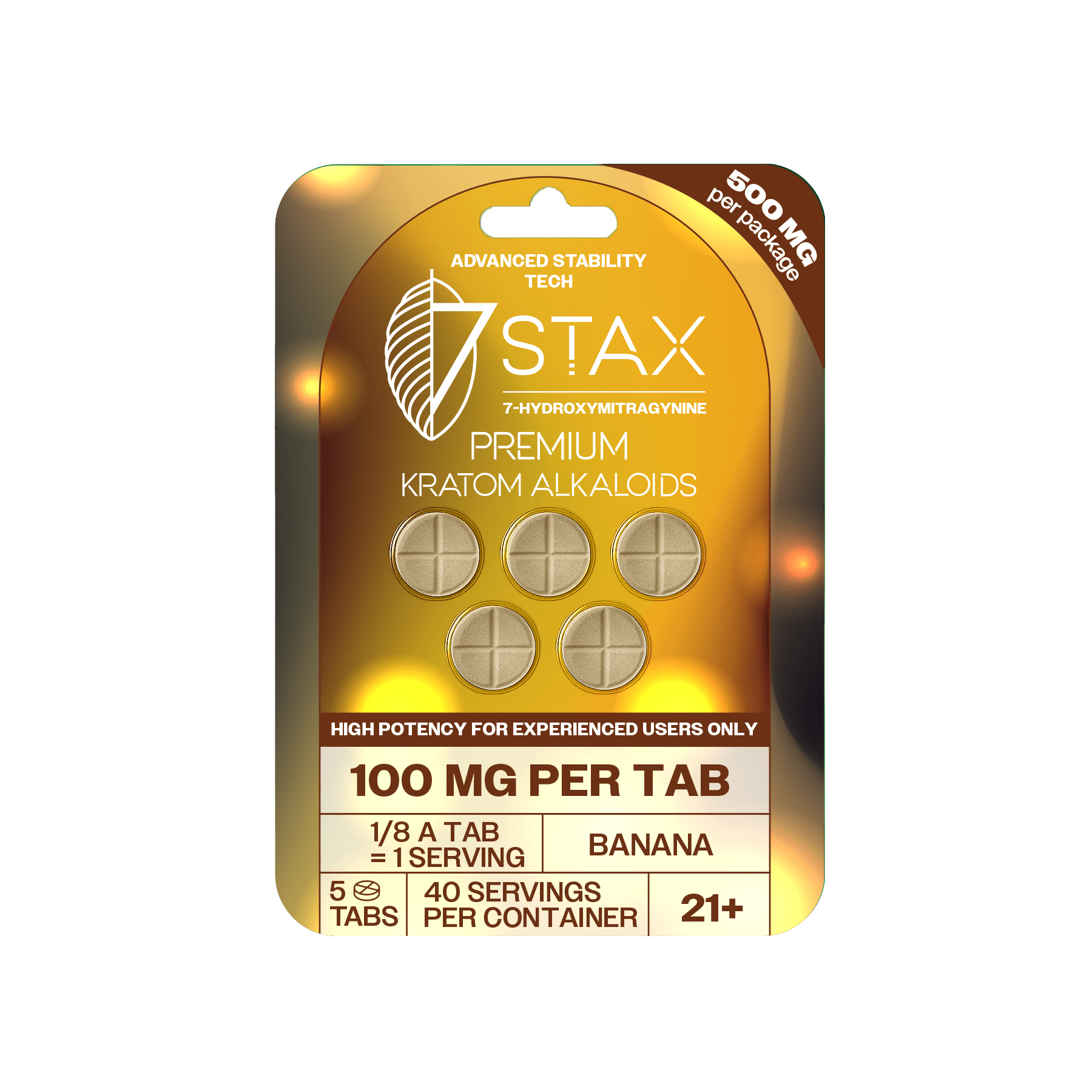 Package of 7Stax 100mg Premium Alkaloids on a green background