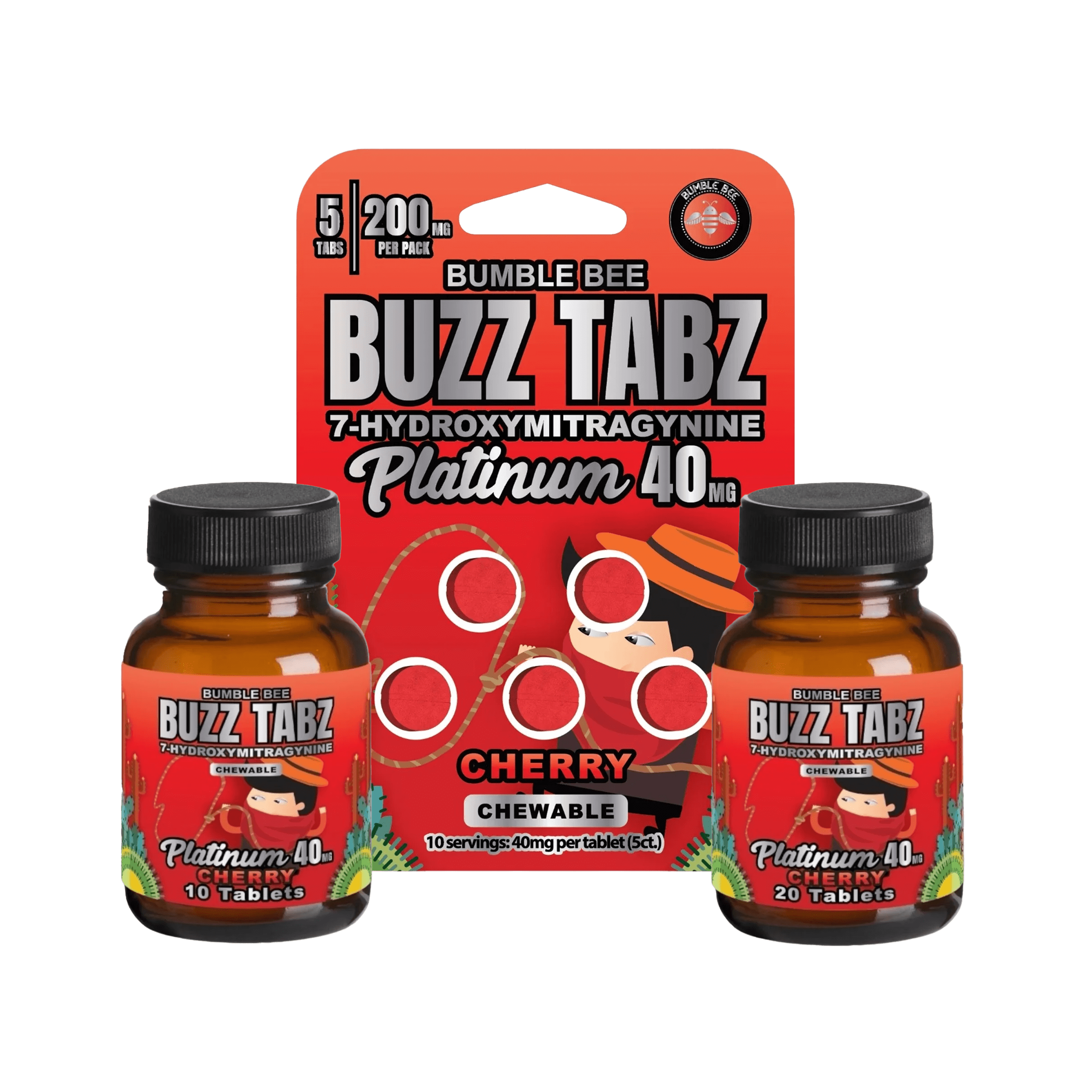 Bumble Bee Buzz Tabz Platinum (Cherry) - 40mg  Chewables