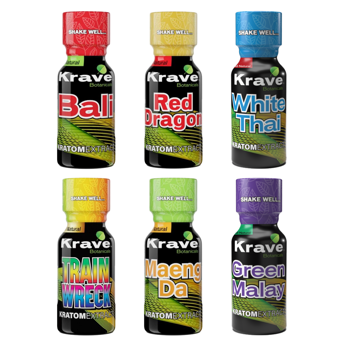 Krave Shots - Bali, Red Dragon, White Thai, Trainwreck, Maeng Da, Green Malay