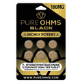 Packaging of Pure Ohms Black Kratom tablets with gold and black design.